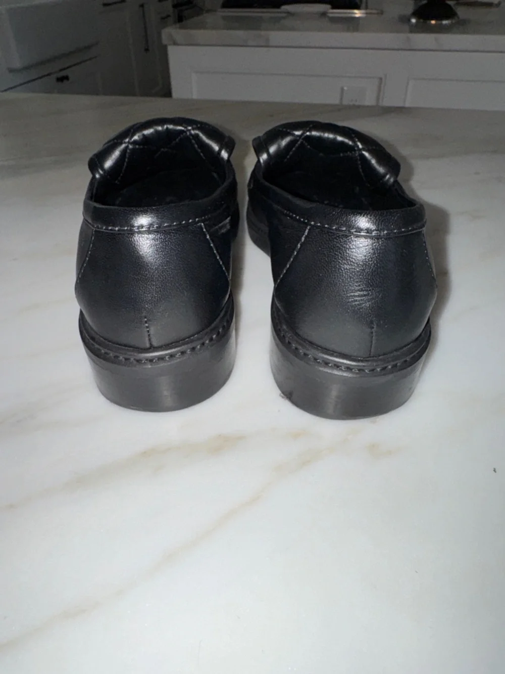CHANEL Black Quilted Leather Loafers with Gold CC Emblem - Picture 2 of 7